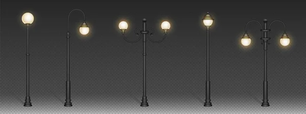 Street lamps, vintage lanterns on post —  Vetores de Stock