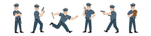 警察、警察或卫兵的性格 — 图库矢量图片