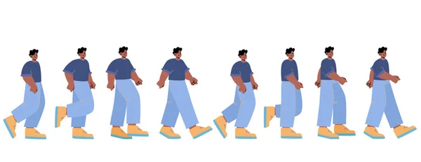 Animação de caminhada de homem, quadro de sequência para folha de jogo —  Vetores de Stock