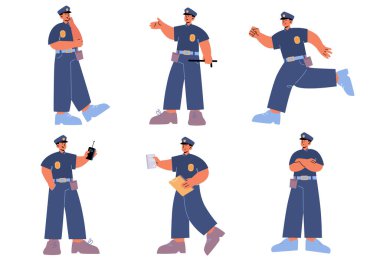 Polis karakteri farklı pozlarda.