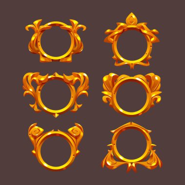 Yuvarlak ui oyun çerçeveleri, altın desenli daireler