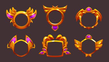 Ui oyun çerçeveleri, altın yuvarlak, kare ve altıgen