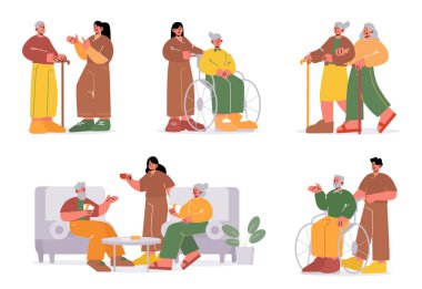 Huzurevindeki yaşlılar ve bakım işçileri