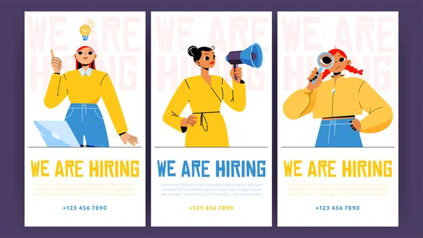 We are hiring posters with women hr managers — Archivo Imágenes Vectoriales