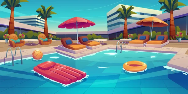 stock vector Luxury resort hotel and swimming pool
