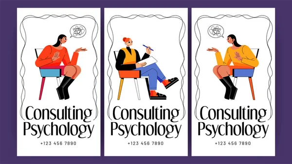 Consulting psychology posters with women patients — Wektor stockowy