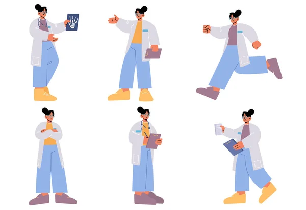 Doctor, hospital healthcare staff at work set — ストックベクタ