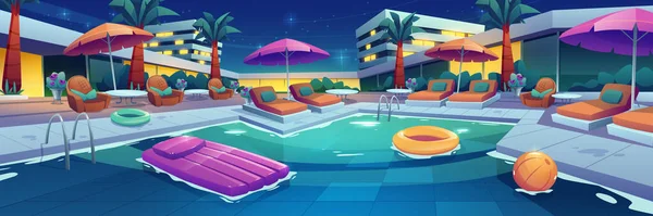 Luxury spa hotel with swim pool at night — стоковый вектор