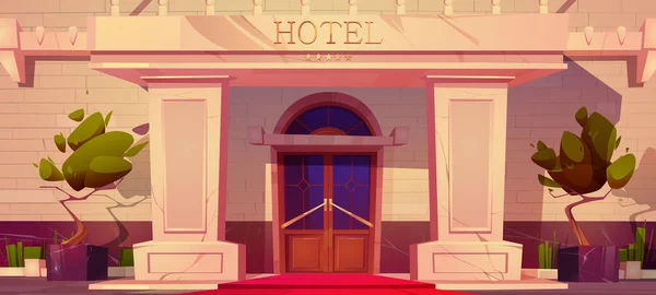 Fachada de hotel de lujo, edificio exterior, puerta — Vector de stock