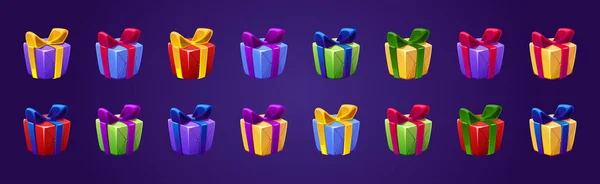 Gift boxes presents in colorful wrapping paper — Vector de stock