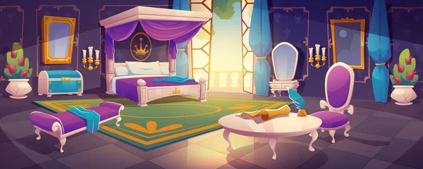 Royal bedroom interior, king or queen luxury room — ストックベクタ