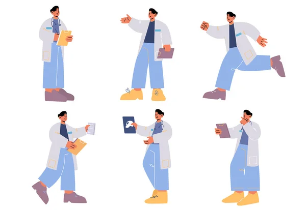 Doctor χαρακτήρα με στολή με στηθοσκόπιο — Διανυσματικό Αρχείο