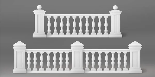 Geländer aus weißem Stein oder Marmor mit Säulen — Stockvektor