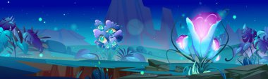Fantasy alien world with fantastic plants