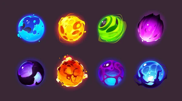 Magic spheres, shiny energy balls — Archivo Imágenes Vectoriales