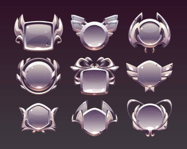 Oyun seviyesi metalik ui simgeleri, boş gümüş rozetler