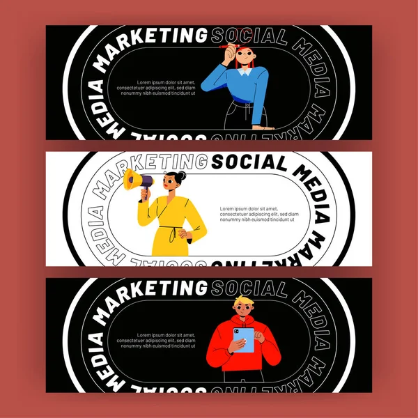 Affiches de marketing des médias sociaux — Image vectorielle