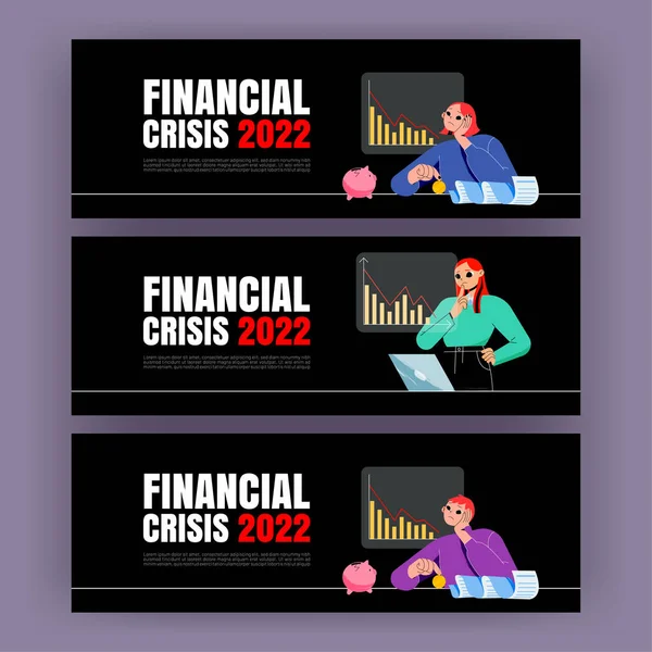 Financial crisis 2022 posters — Stock Vector