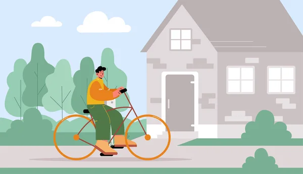 Man ride on bike on street — ストックベクタ
