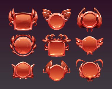 Ortaçağ oyun menüsü arayüz rozetleri, kırmızı ui çerçeveleri