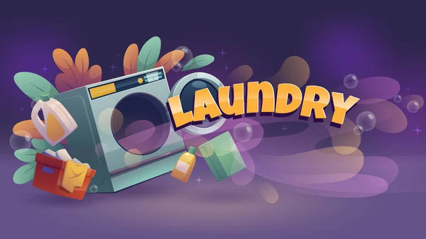 Laundry service posters with washing machine — Image vectorielle