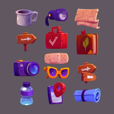 Seyahat simgeleri, turizm ekipmanları işaretleri