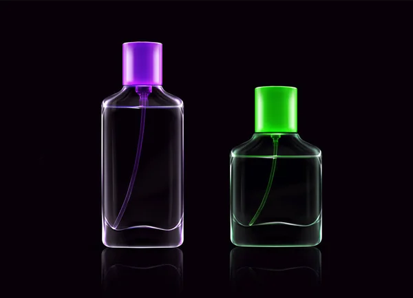 Glass bottles for fragrance, perfume, cologne — 图库矢量图片