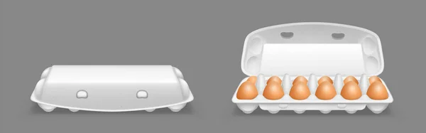 Carton egg tray, blank box package mockup — 스톡 벡터
