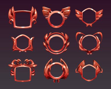 Ui oyun çerçeveleri, seviye sınırları, kırmızı desenli tasarım