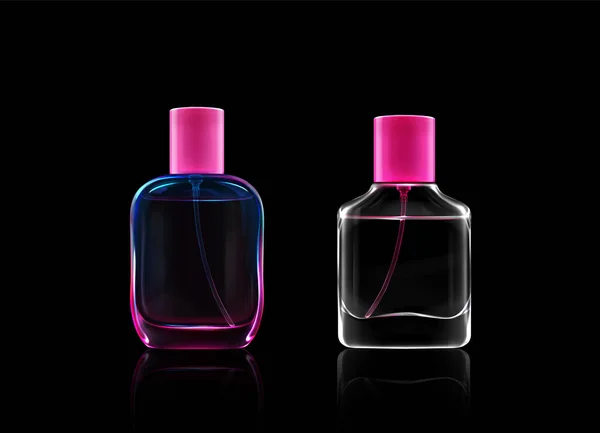 Стеклянные бутылки для аромата, парфюмерии, одеколона — стоковый вектор