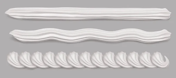 Whipped cream border, white vanilla wavy swirl — Vetor de Stock