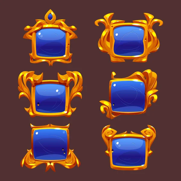 Altın fantezi çerçeveli mavi oyun düğmeleri