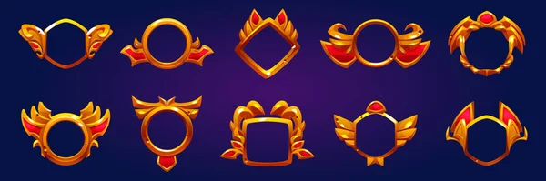 Golden award badges, game avatar frames — Wektor stockowy