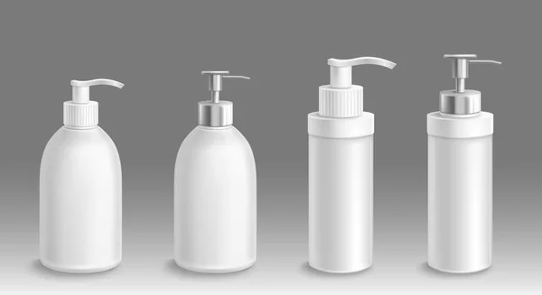 Bottle for liquid soap or lotion 3d vector mockup — Stock Vector