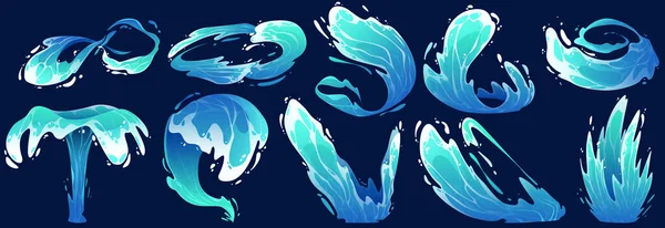 蓝色的水花，大海或海浪 — 图库矢量图片