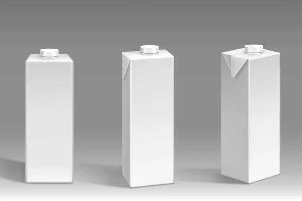 白色纸盒,装牛奶或果汁的空白盒 — 图库矢量图片