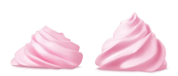 ホイップピンクのクリームの渦巻きまたはメレンゲの側面図3D — ストックベクタ