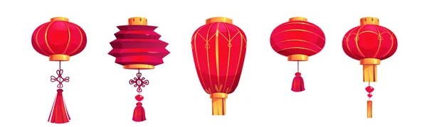 Chinese Festival Red Lanterns Traditional Decoration Asian New Year Celebration — Vetor de Stock
