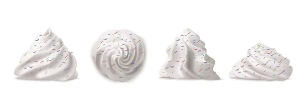 Whipped Cream Swirl Meringue Sprinkles Top Side View Vector Custard — ストックベクタ