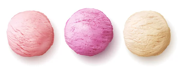 Ice Cream Ball Realistic Vector Illustration Color Sphere Scoop Sundae — Stock Vector