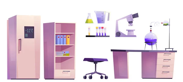 Chemical Lab Furniture Set Science Research Experiments Medical Tests Vector - Stok Vektor