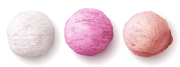 Ice Cream Ball Realistic Vector Illustration Color Sphere Scoop Sundae — Stock Vector