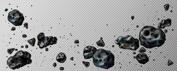 Aszteroida Reális Vektor Illusztráció Meteor Űrszikla Vagy Szikla Kráterekkel Repülő — Stock Vector
