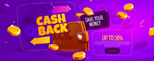 Cash Back Nabízí Web Banner Pojem Vrácení Peněz Koupi Vektorové — Stockový vektor