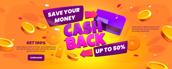 Cash Back Nabízí Web Banner Pojem Vrácení Peněz Koupi Vektorové — Stockový vektor
