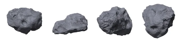 Кам Яні Астероїди Реалістичні Векторні Ілюстрації Метеор Або Космічний Валун — стоковий вектор