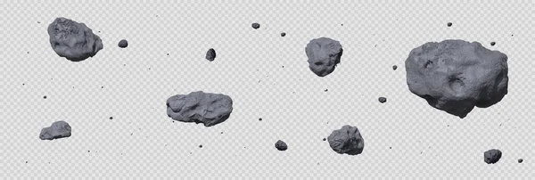 Kamienny Pas Asteroid Realistyczny Wektor Ilustracji Meteor Głaz Kosmiczny Lub — Wektor stockowy