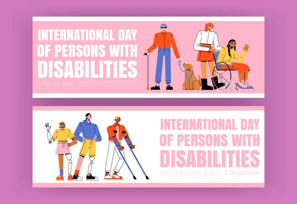 Международный День Лиц Ограниченными Возможностями Плакатов Векторные Баннеры Плоской Иллюстрацией — стоковый вектор