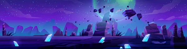 Fantasy Alien Planet Landscape Space Game Background Dessert Cracked Ground — ストックベクタ