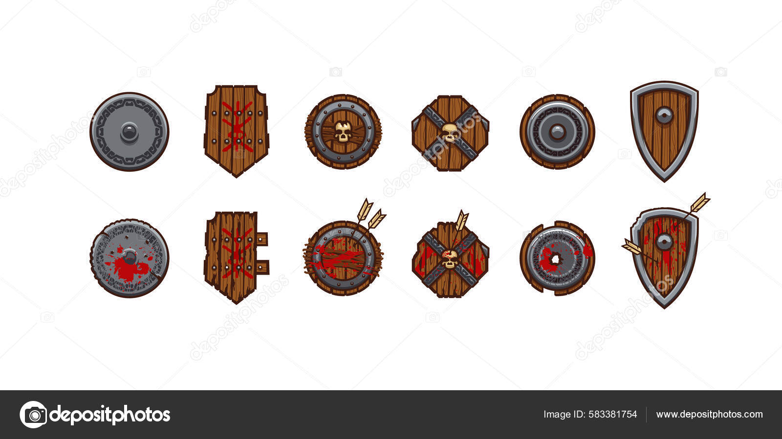 Jogo das armas diferentes do vetor isolado objetos